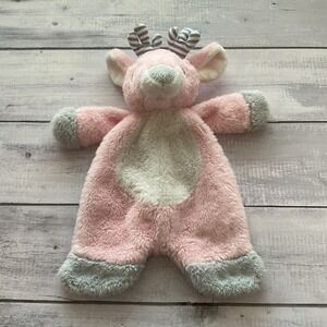 Baby Ganz Pink Reindeer Moose Lovey Plush Baby Security Blanket